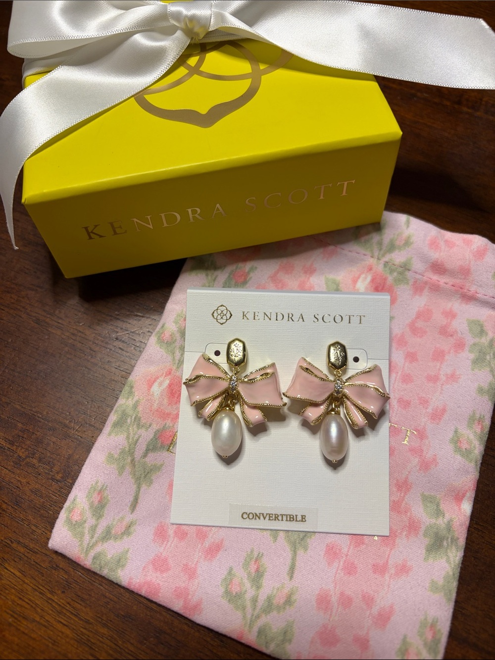 Kendra Scott x Love Shack Fancy pearl bow earrings